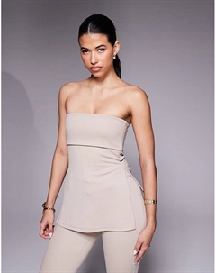 Удлиненный топ-бандо из трикотажного твила цвета песочного камня Asos design