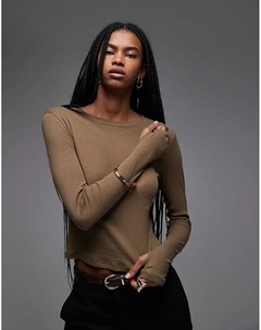 Топ с вырезом для большого пальца, облегающий силуэт, оливковый Asos design