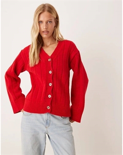 Вязаный кардиган свободного кроя красного цвета Asos design