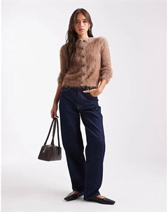 Вязаный кардиган с экстремальным эффектом ресничного кроя цвета мокко Asos design