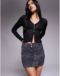 Мини-юбка из текстурированной кожи, цвет: черный Asos design