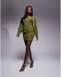 Мини-юбка в рубчик от оливкового цвета Asos design