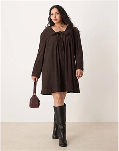 Платье-рубашка мини DESIGN Curve со шнурком спереди, сливового цвета Asos