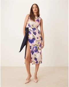 Асимметричное платье-футляр с бантом и фиолетовым цветочным принтом Hope & ivy