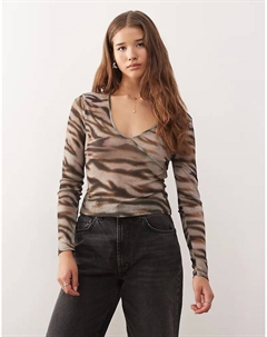 Сетчатый топ-обертка с тигровым принтом Collusion