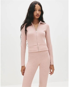 Мягкая на ощупь куртка на молнии розового цвета Pull & bear