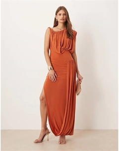 Платье миди облегающего кроя с драпировкой Asos design