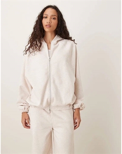 Толстовка Coord с застежкой-молнией и завязкой на низу, овсяного цвета Asos design