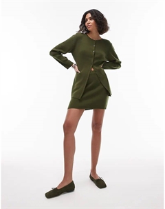 Компактная трикотажная мини-юбка цвета оливы Topshop