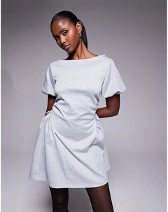 Мини-платье с рукавами-фонариками и бедрами в тонкую полоску Asos design