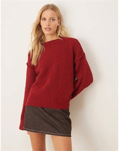 Вязаный джемпер с открытыми швами из шерсти красного цвета Asos design