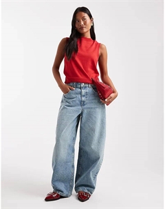 Джинсы-бочонки DESIGN Petite с высокой талией, цвет: светлый, винтажный Asos