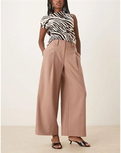 Брюки-клеш DESIGN Curve с поясом-хомутом и поясом-хлястиком в кунжутном цвете Asos