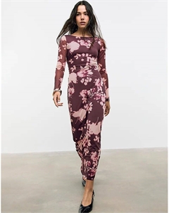 Платье миди Tulle с открытой спиной фиолетового цвета Stradivarius