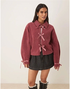 Флисовая кофта с завязкой-бабочкой спереди, темно-розового цвета Asos design