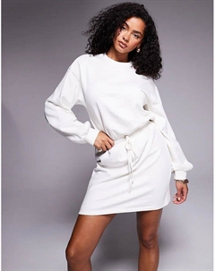 Платье-мини из хлопка с завязками на талии, цвет «песок» Asos design