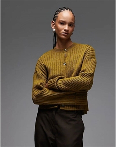 Вязаный кардиган с отворотами на манжетах оливкового цвета Asos design