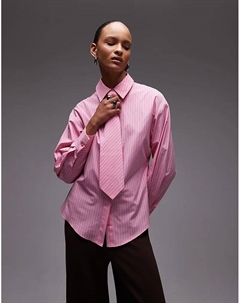 Рубашка классического кроя с завязкой в ​​розовую полоску Asos design
