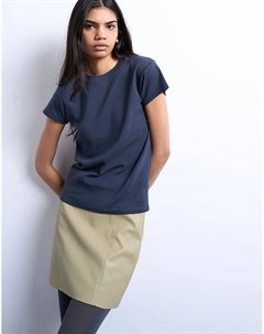 Мини-юбка из искусственной кожи цвета шалфея Topshop