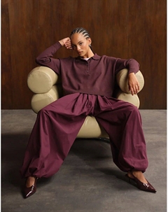 Хлопковые брюки-баллоны сливового цвета Asos design