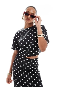 Укороченный атласный топ в черный горошек 4th & reckless