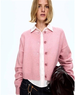 Свитер Oversize с ребристым подолом розового цвета Bershka