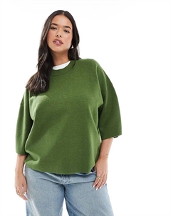 Футболка свободного кроя DESIGN Curve оливкового цвета Asos