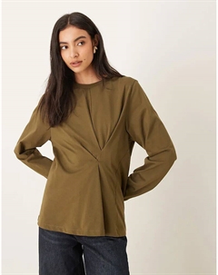 Лонгслив с длинными рукавами и складками оливкового цвета Asos design