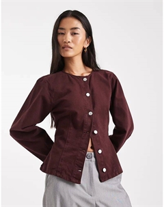 Джинсовая рубашка сливового цвета с защипом Asos design