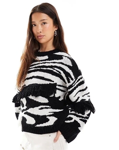 Однотонный джемпер с бахромой и абстрактным узором Asos design