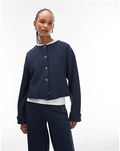 Мягкий кардиган на пуговицах с отворотами на манжетах, темно-синего цвета Asos design