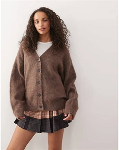 Кардиган из смеси шерсти и мохера премиум-класса в цвете «молодой меланж» Weekday