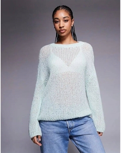 Джемпер Slookina с меланжевым узором и логотипом в тон светло-зеленого цвета Hugo blue