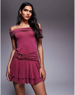 Мини-платье принцессы Полли Примадонны с открытой спиной, металлической фурнитурой и оборками фиолетового цвета Princess polly