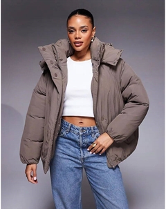 Пуховик Cloud с объемным капюшоном цвета мокко Asos design