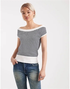 Полосатый трикотажный топ с открытыми плечами Lottey в разноцветную полоску Edikted