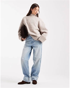 Удлиненный трикотажный джемпер с воротником-стойкой из многоцветной овсянки Asos design