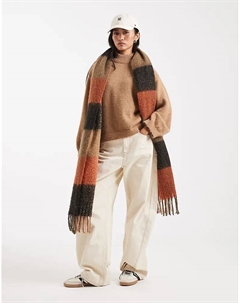 Свободный вязаный джемпер с высоким воротом, пушистый, цвета мокко Asos design