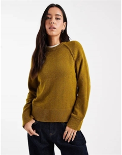 Вязаный джемпер с круглым вырезом и рукавами реглан оливкового цвета Asos design