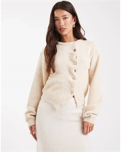 Асимметричный кардиган с волнистым вырезом в цвете овсянки Asos design