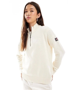 Трикотажный джемпер Slouchy с застежкой-молнией на половину длины, натурального белого цвета Superdry