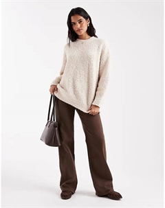 Джемпер свободного кроя из букле с закругленным подолом овсяного цвета Asos design