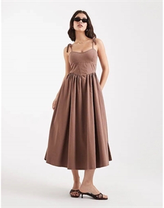 Джинсовое платье-балетка миди цвета мокко Asos design