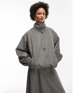 Пиджак с воротником-стойкой в ​​смешанную клетку Asos design