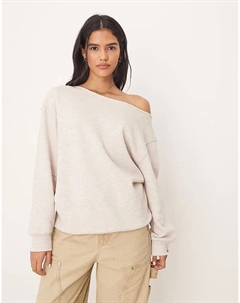 Толстовка свободного кроя с открытыми плечами цвета овсяного меланжа Asos design