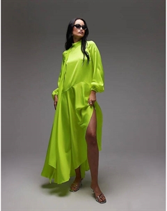 Платье макси из атласа ASOS ARCHIVE с заниженной талией и шарфом цвета лайма Asos design