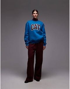 Свободная толстовка 300 г/м² с вышитым логотипом синего цвета Cat wwr