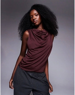 Облегающая майка с воротником-хомутиком и драпировкой спереди, ягодного цвета Asos design