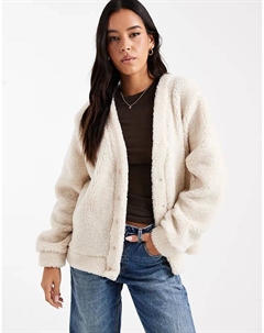 Длинный кардиган свободного кроя из искусственного меха кремового цвета Asos design