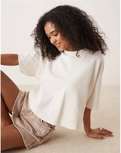 Футболка свободного кроя Supersoft с закругленным подолом кремового цвета - CREAM Asos design